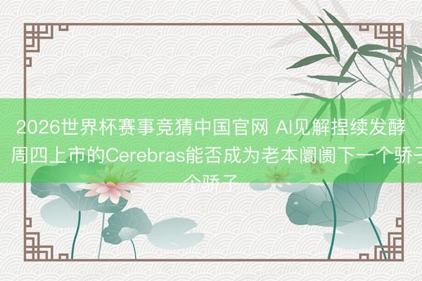 2026世界杯赛事竞猜中国官网 AI见解捏续发酵，周四上市的Cerebras能否成为老本阛阓下一个骄子