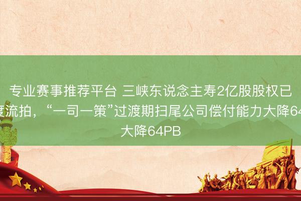 专业赛事推荐平台 三峡东说念主寿2亿股股权已六度流拍,“一司一策”过渡期扫尾公司偿付能力大降64PB