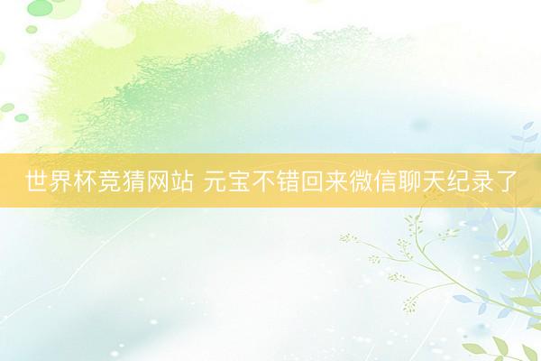 世界杯竞猜网站 元宝不错回来微信聊天纪录了