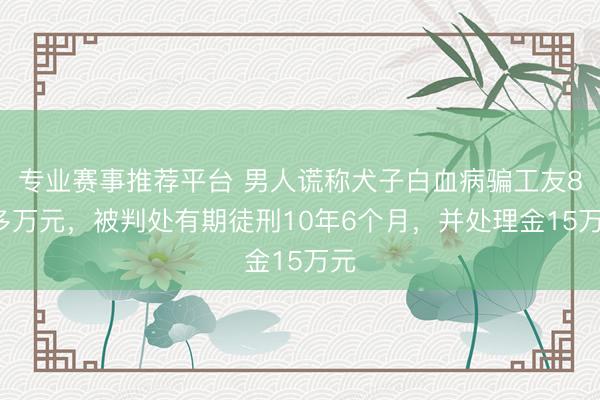 专业赛事推荐平台 男人谎称犬子白血病骗工友80多万元，被判处有期徒刑10年6个月，并处理金15万元