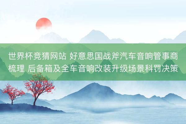 世界杯竞猜网站 好意思国战斧汽车音响管事商梳理 后备箱及全车音响改装升级场景科罚决策
