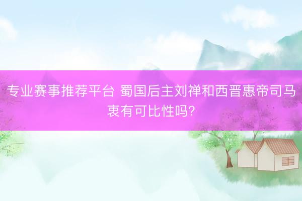 专业赛事推荐平台 蜀国后主刘禅和西晋惠帝司马衷有可比性吗?