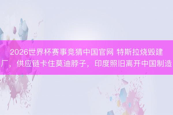 2026世界杯赛事竞猜中国官网 特斯拉烧毁建厂,供应链卡住莫迪脖子,印度照旧离开中国制造