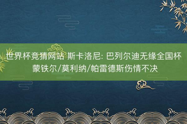世界杯竞猜网站 斯卡洛尼: 巴列尔迪无缘全国杯 蒙铁尔/莫利