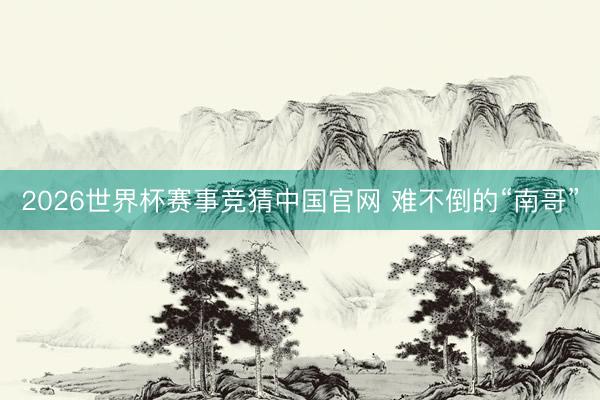 2026世界杯赛事竞猜中国官网 难不倒的“南哥”